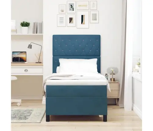 Led Čiužinio Lova Tamsiai Mėlyna 90 X 190 Cm Audinys