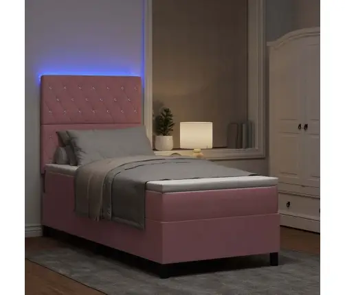 Led Čiužinio Lova Su Čiužiniu Rožinė 90 X 200 Cm Audinys