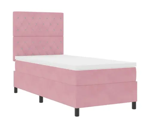 Led Čiužinio Lova Su Čiužiniu Rožinė 90 X 200 Cm Audinys