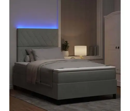 Lielākā Gultne Ar Matraci Un Led Gaismu Pelēkā Krāsā 120X190 Cm No Samta Vidaxl