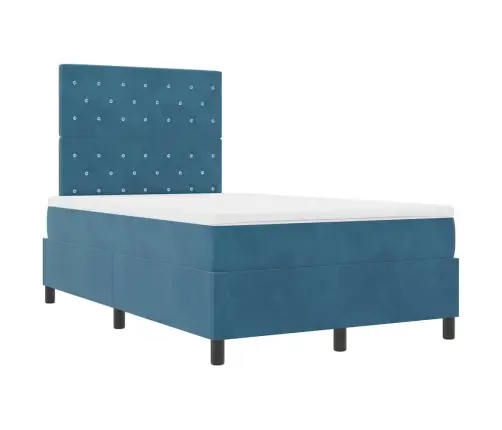 Led Box Spring Voodi Madratsiga Tumesinine 120 X 190 Cm Kangas