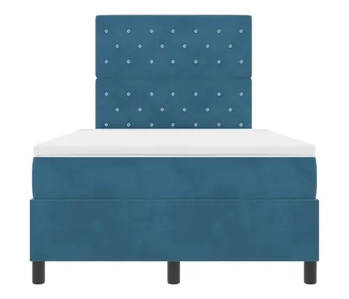 Led Box Spring Voodi Madratsiga Tumesinine 120 X 190 Cm Kangas