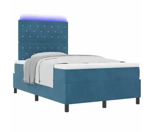 Led Box Spring Voodi Madratsiga Tumesinine 120 X 190 Cm Kangas