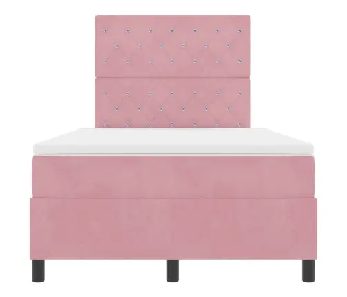 Led Gultas Pamatne Ar Matraci Rozā 120 X 190 Cm Audums Vidaxl