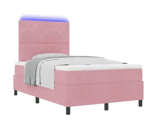 Led Gultas Pamatne Ar Matraci Rozā 120 X 190 Cm Audums Vidaxl