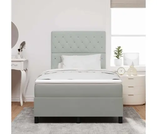 Led Box Spring Voodi Madratsiga Helehall 120 X 200 Cm Kangas