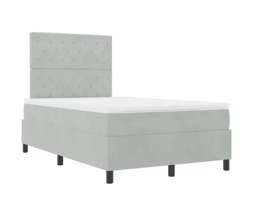 Led Box Spring Voodi Madratsiga Helehall 120 X 200 Cm Kangas