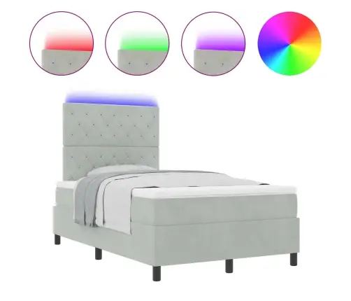 Led Box Spring Voodi Madratsiga Helehall 120 X 200 Cm Kangas