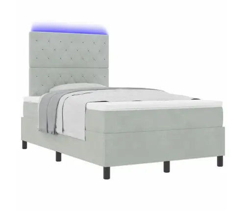Led Box Spring Voodi Madratsiga Helehall 120 X 200 Cm Kangas