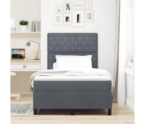 Led Box Spring Voodi Madratsiga Tumehall 120 X 200 Cm Kangas