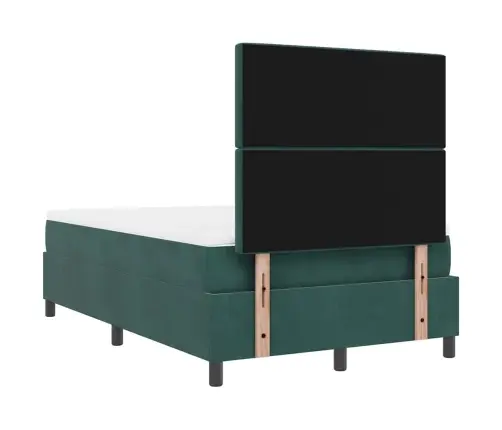 Gultas Pamatne Ar Matraču Un Led Tumši Zaļa 120X200 Cm Samtā Vidaxl