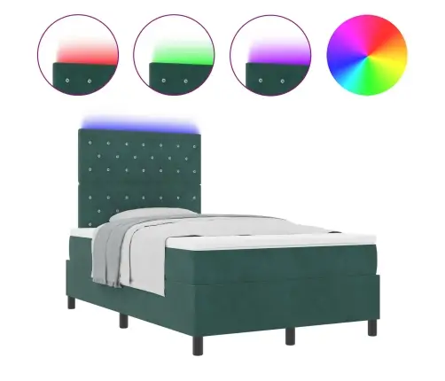 Led Box Spring Voodi Peaga Tume Rohelise 120 X 200 Cm Kangas