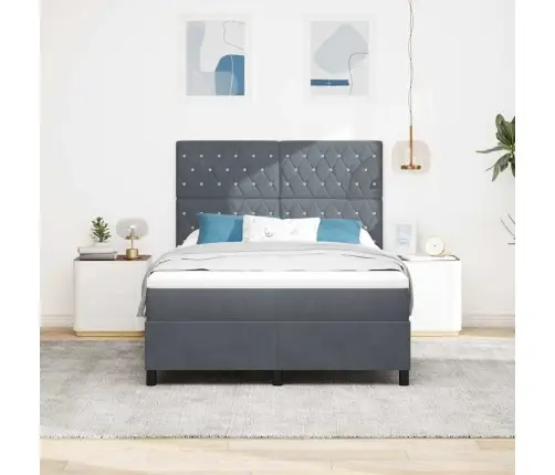 Led Box Spring Voodi Madratsiga Tumehall 140 X 190 Cm Kangas