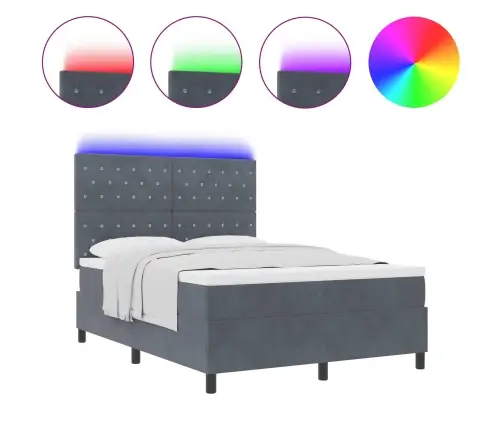 Led Box Spring Voodi Madratsiga Tumehall 140 X 190 Cm Kangas