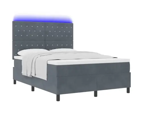 Led Box Spring Voodi Madratsiga Tumehall 140 X 190 Cm Kangas