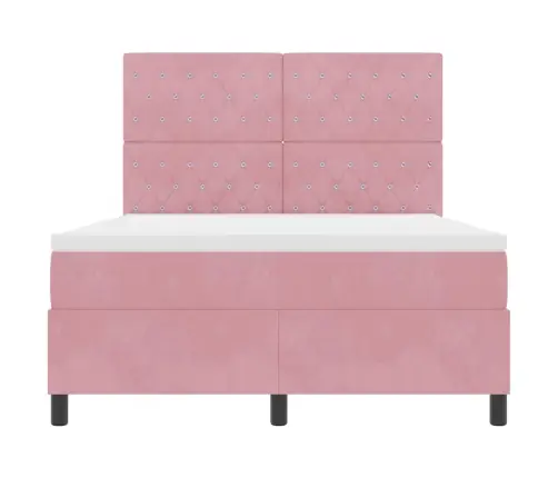 Led Gultas Pamatne Ar Matraci Rozā 140 X 190 Cm Audums Vidaxl
