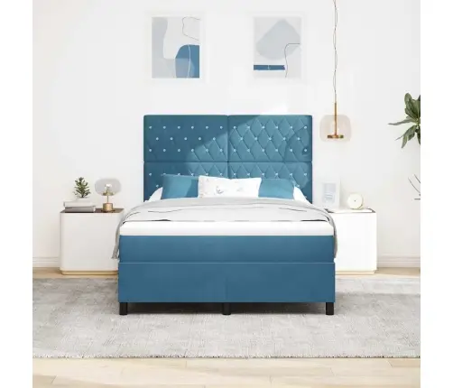 Led Čiužinio Lova Tamsiai Mėlyna 140 X 200 Cm Audinys