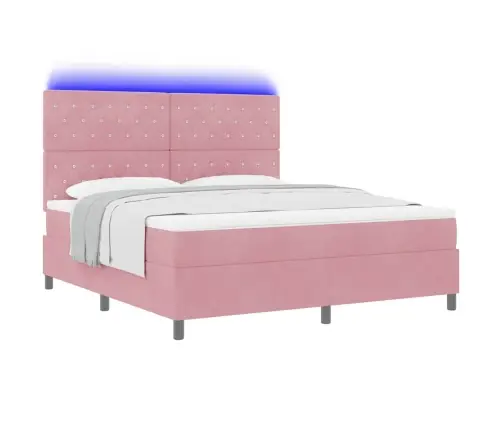 Led Gultas Pamatne Ar Matraci Rozā 180 X 200 Cm Audums Vidaxl