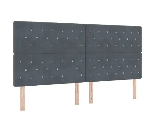 Gultas Pamatne Ar Matraci Un Led Tumši Pelēka 200X200 Cm Samts Vidaxl