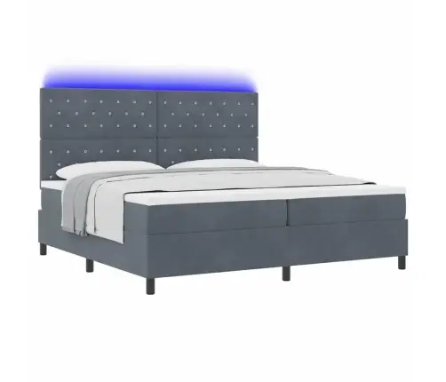 Gultas Pamatne Ar Matraci Un Led Tumši Pelēka 200X200 Cm Samts Vidaxl
