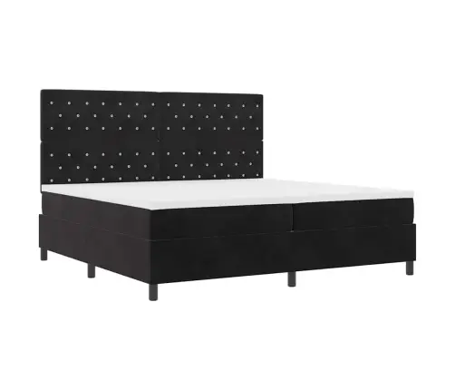 Kastītes Atsperu Gulta Ar Matraci Melna 200 X 200 Cm Samts Vidaxl