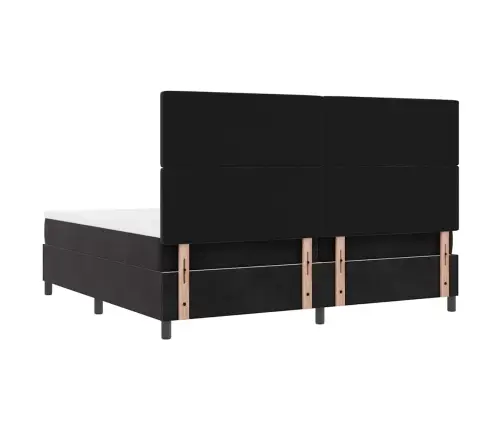 Kastītes Atsperu Gulta Ar Matraci Melna 200 X 200 Cm Samts Vidaxl