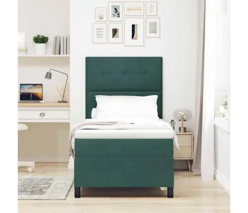 Led Gultas Pamatne Ar Matraci Tumši Zaļš 80 X 200 Cm Audums Vidaxl