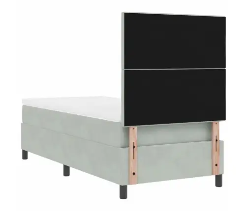 Led Box Spring Voodi Madratsiga Helehall 90 X 190 Cm Kangas