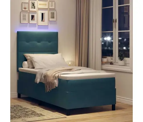 Led Čiužinio Lova Tamsiai Mėlyna 90 X 200 Cm Audinys