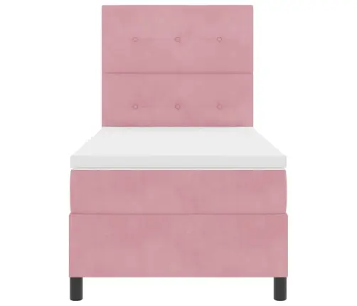 Led Gultas Pamatne Ar Matraci Rozā 90 X 200 Cm Audums Vidaxl