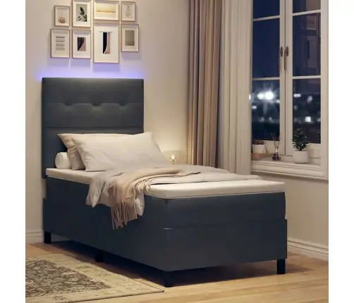 Led Box Spring Voodi Madratsiga Tumehall 100 X 200 Cm Kangas