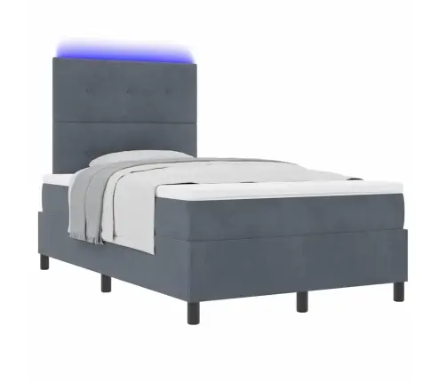 Box Spring Gulta Ar Matraci Un Led Tumši Pelēka 120X190 Cm Samtā Vidaxl Box Spring Gulta Ar Matraci Un Led Tumši Pelēka 120X190 Cm Samtā Vidaxl