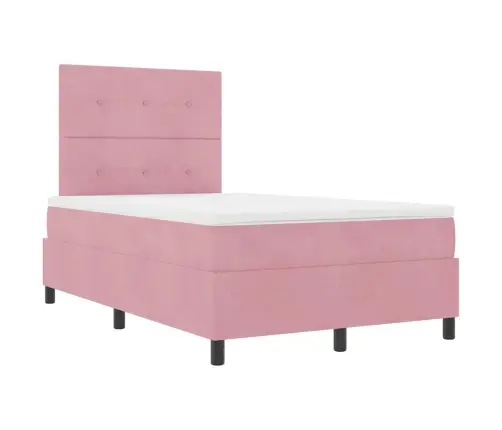 Led Box Spring Voodi Madratsiga Peaga Roosa 120 X 190 Cm Kangas