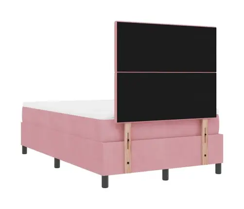 Led Box Spring Voodi Madratsiga Peaga Roosa 120 X 190 Cm Kangas