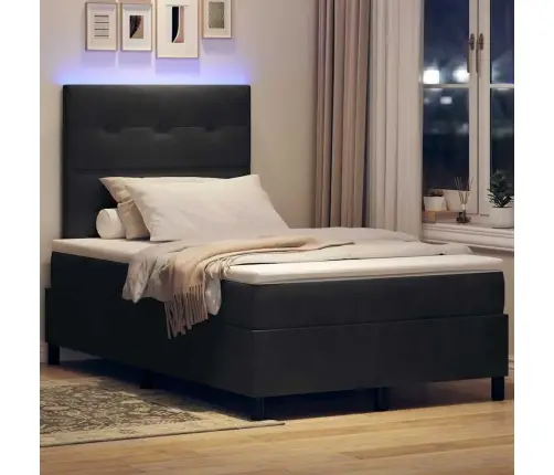 Gultas Rāmja Ar Matraču Un Led Melns 120X200 Cm Samts Vidaxl