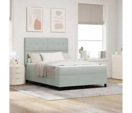 Kaste Gultas Ar Matraču Un Led Apgaismojumu Gaiši Pelēks 160X200 Cm Samts Vidaxl