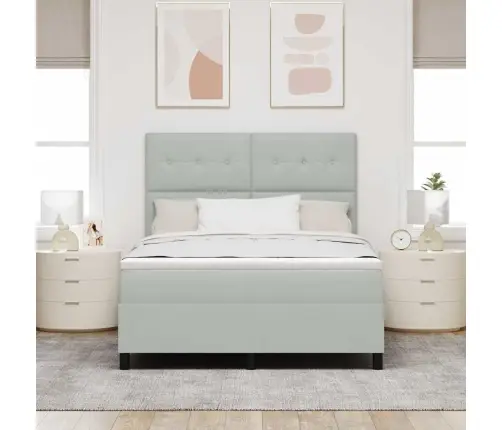 Kaste Gultas Ar Matraču Un Led Apgaismojumu Gaiši Pelēks 160X200 Cm Samts Vidaxl