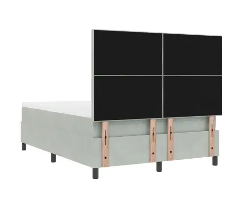 Kaste Gultas Ar Matraču Un Led Apgaismojumu Gaiši Pelēks 160X200 Cm Samts Vidaxl