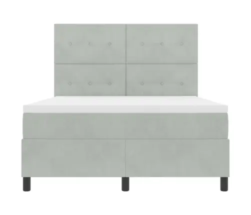 Kaste Gultas Ar Matraču Un Led Apgaismojumu Gaiši Pelēks 160X200 Cm Samts Vidaxl