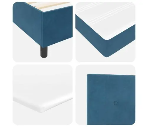 Led Box Spring Voodi Madratsiga Tumesinine 160 X 200 Cm Kangas