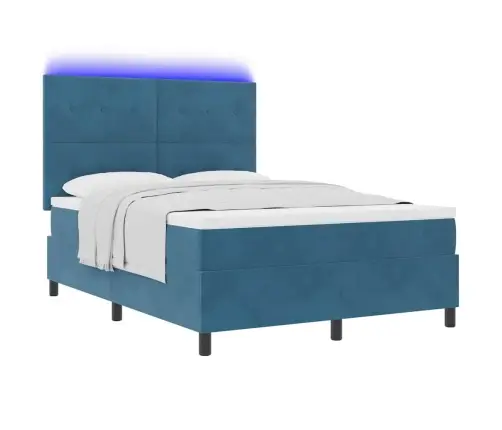 Led Box Spring Voodi Madratsiga Tumesinine 160 X 200 Cm Kangas