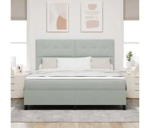 Led Box Spring Voodi Madratsiga Helehall 180 X 200 Cm Kangas