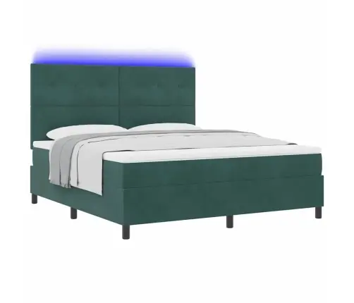 Led Box Spring Voodi Peaga Tume Rohelise 180 X 200 Cm Kangas
