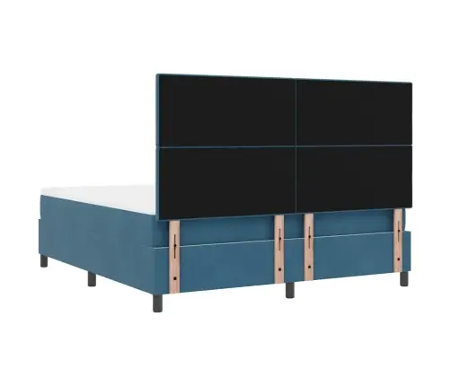 Led Box Spring Voodi Madratsiga Tumesinine 180 X 200 Cm Kangas