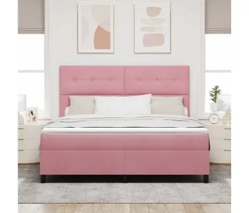 Led Gultas Pamatne Ar Matraci Rozā 180 X 200 Cm Audums Vidaxl
