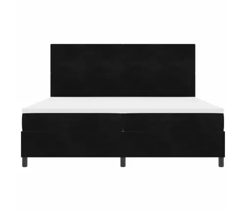 Gultas Pamats Ar Matraci Un Led Melnā Krāsā 200X200 Cm No Samta Vidaxl