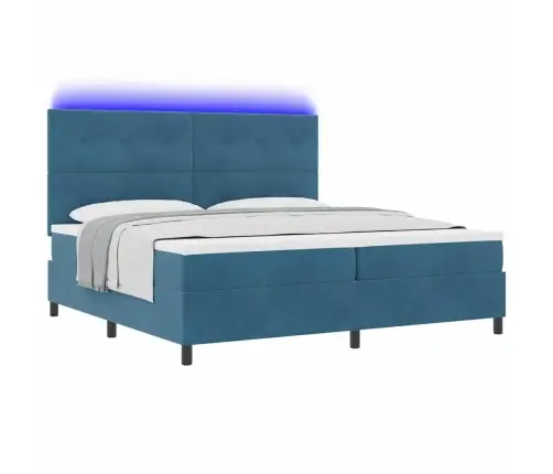 Led Gultas Pamatne Ar Matraci Tumši Zils 200 X 200 Cm Audums Vidaxl