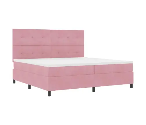 Led Gultas Pamatne Ar Matraci Rozā 200 X 200 Cm Audums Vidaxl