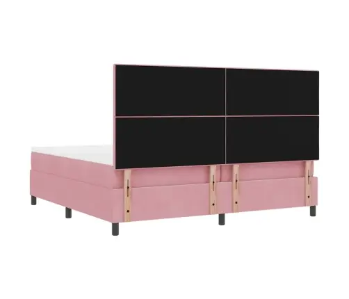 Led Gultas Pamatne Ar Matraci Rozā 200 X 200 Cm Audums Vidaxl