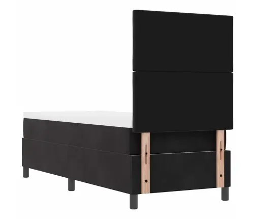 Kastītes Atsperu Gulta Ar Matraci Melna 80 X 200 Cm Samts Vidaxl